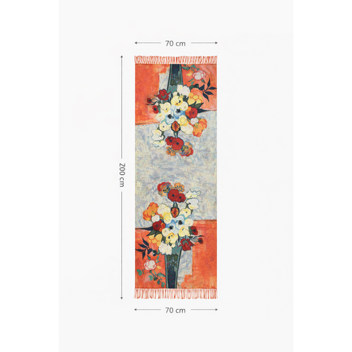 HS Schilderij Sjaal - In 5+ Designs - Dikkere stof - 202x72 cm - Vaas met Bloemen