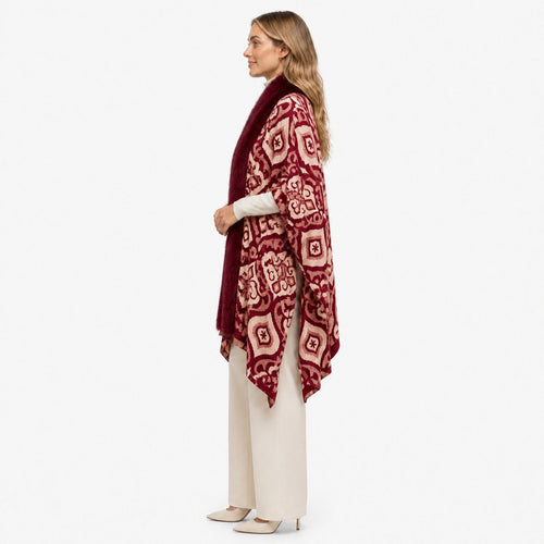 Geometrische Stola met Faux Fur Rand - 60x200 cm