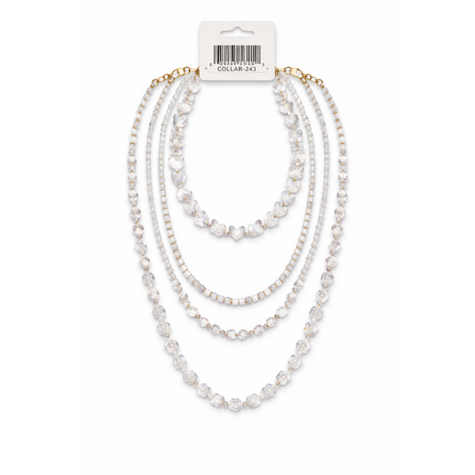 HS Dubbele Ketting - In 4+ Kleuren- 2x Gelaagd - Wit