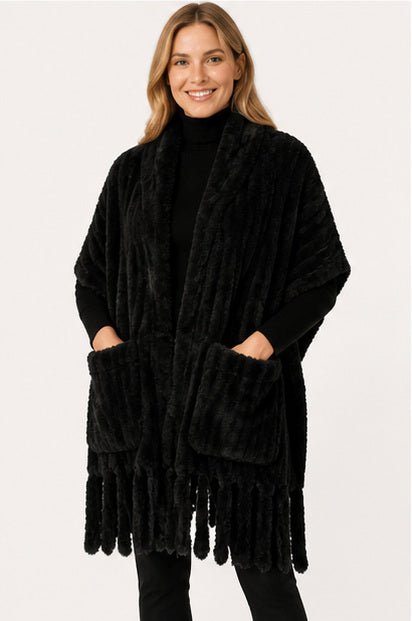 Faux Fur Poncho Sjaal