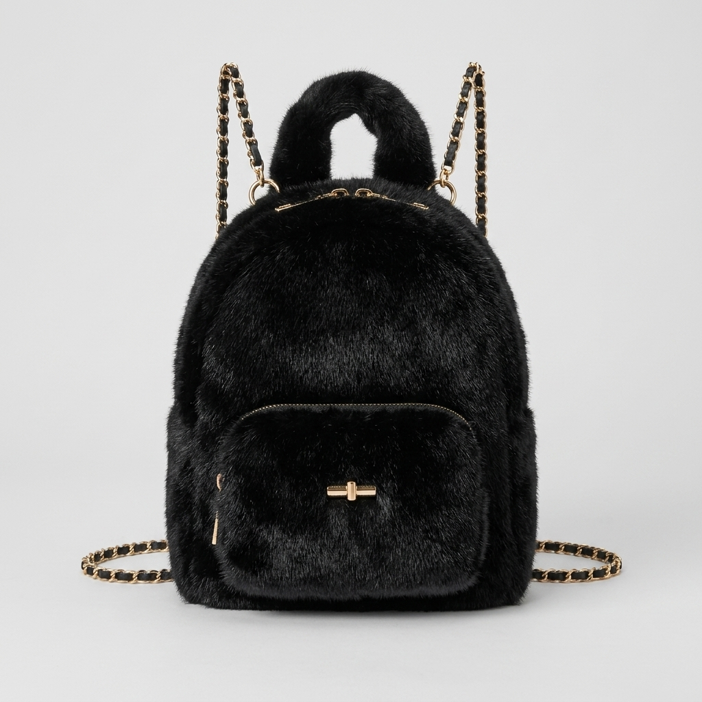 Mini Faux Fur Rugzak - ca. 22 cm