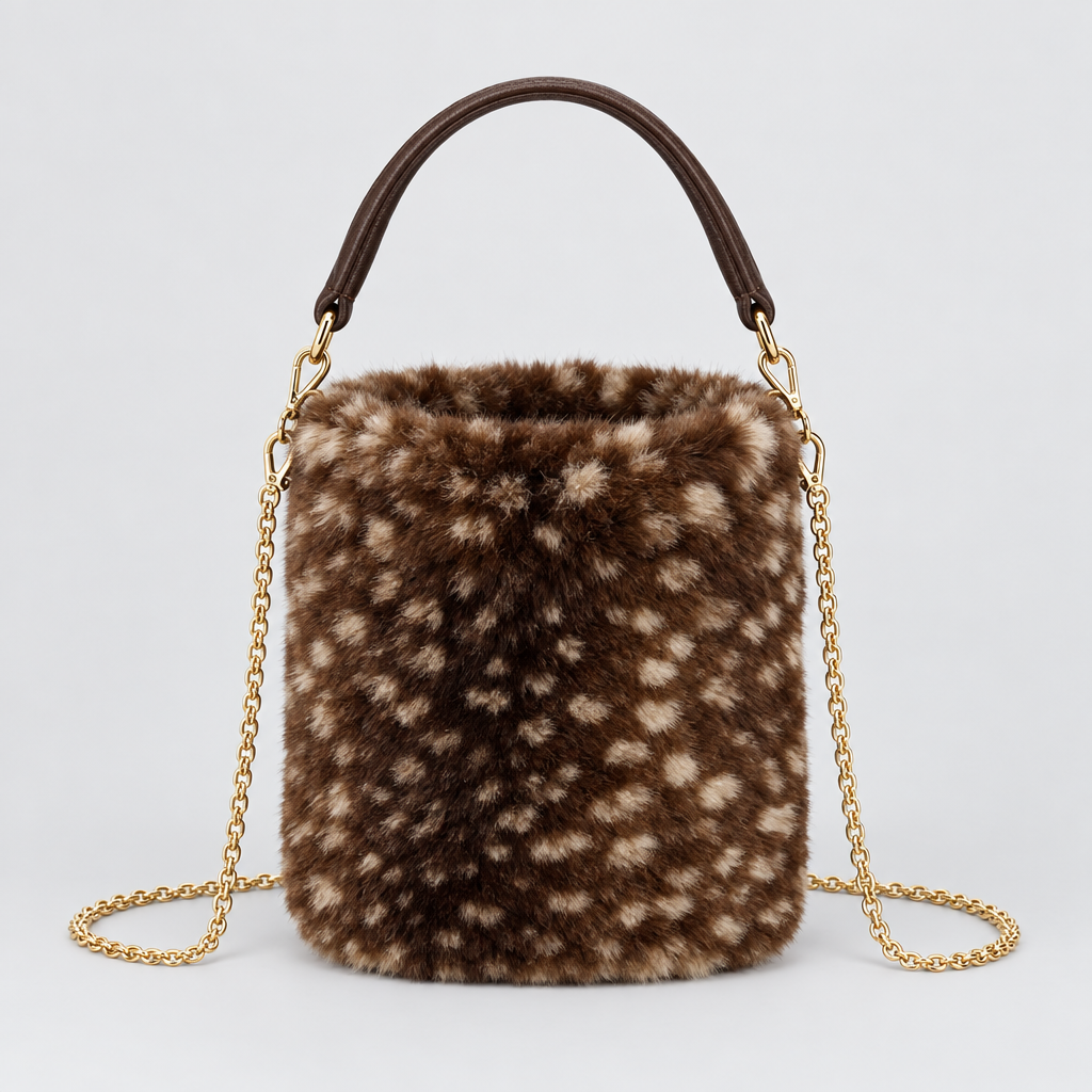 Faux Fur Spotted Crossbody Tas