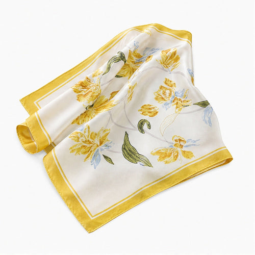 Vierkante Sjaal 70x70 Satijnlook – Bloemenprint