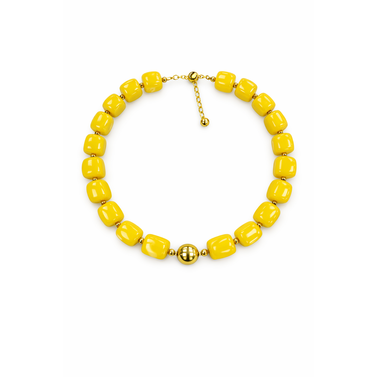 HS Ketting - In 10+ Kleuren - Met Gouden Touch - Geel