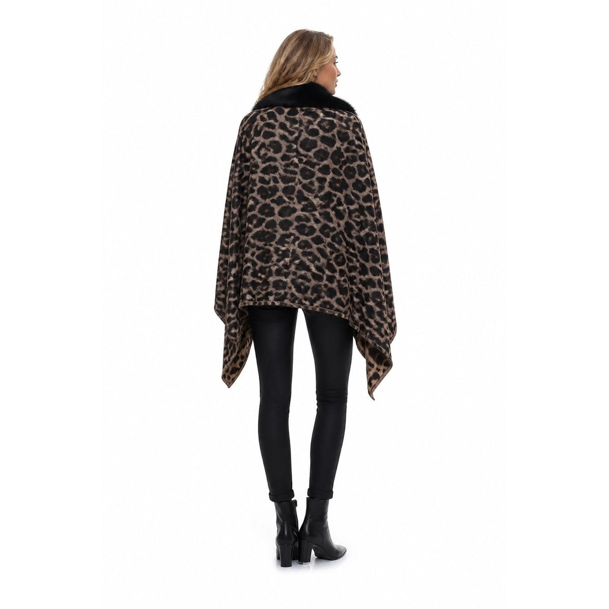 Stola Luipaardprint met Faux Fur Rand - 60x200 cm
