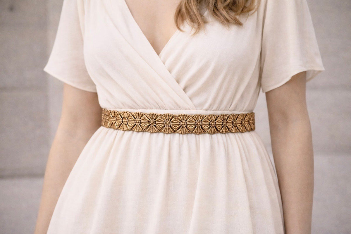 Elastische Tailleriem met Muntschakels – Goud