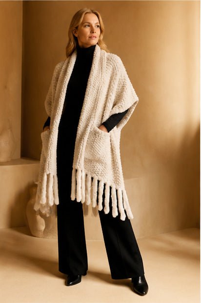 Faux Fur Poncho Sjaal