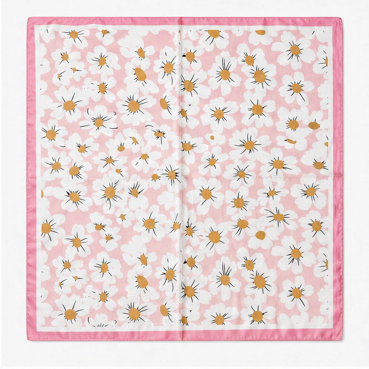 Vierkante Sjaal 70x70 Satijnlook – Madeliefjes