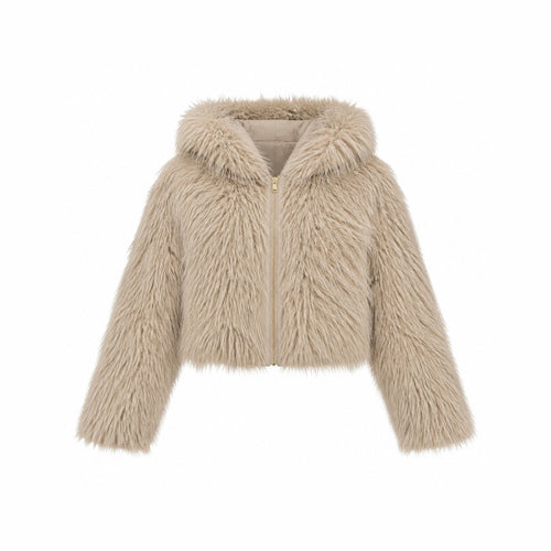 Shaggy Faux Fur Jas met Capuchon - One Size