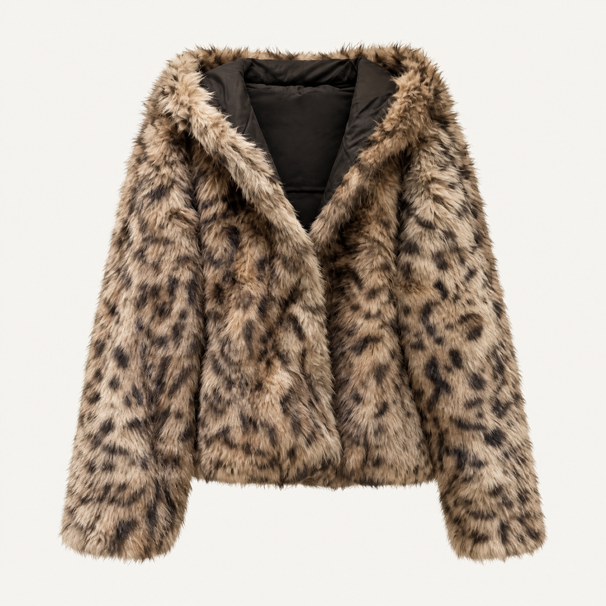Reversible Faux Fur Jas met Luipaardprint in Bruin
