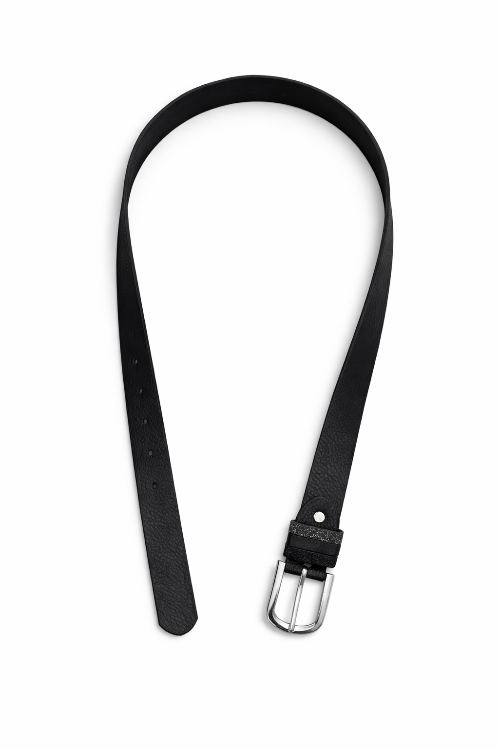 Basic damesriem met zilverkleurige gesp in zwart