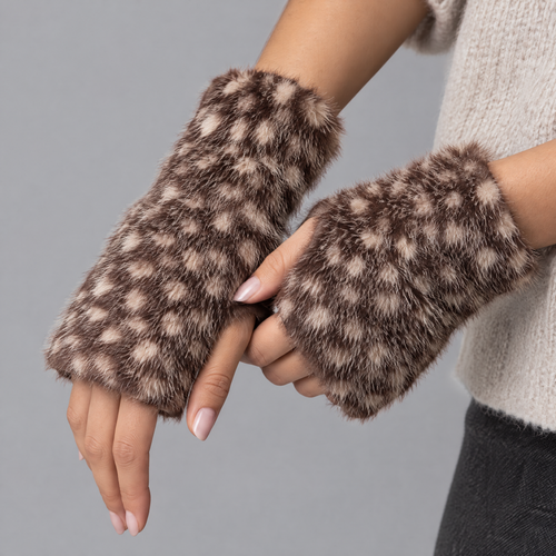 Vingerloze Faux Fur Handschoenen - Hertenprint