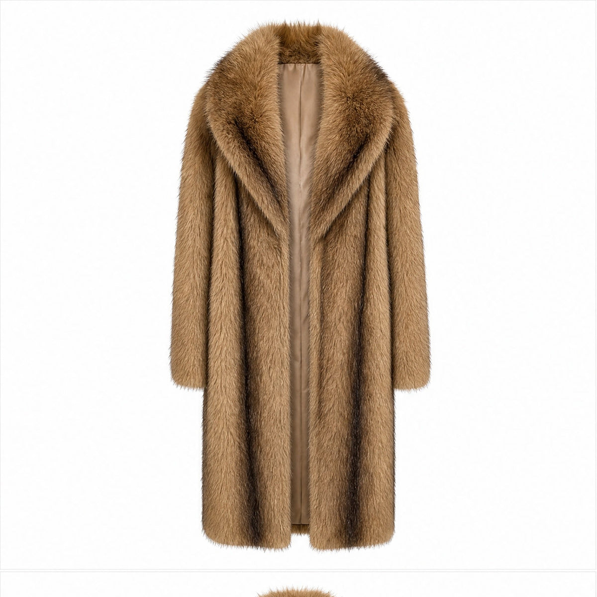 Lange Faux Fur Jas - One Size - Donkerbruin & Camel