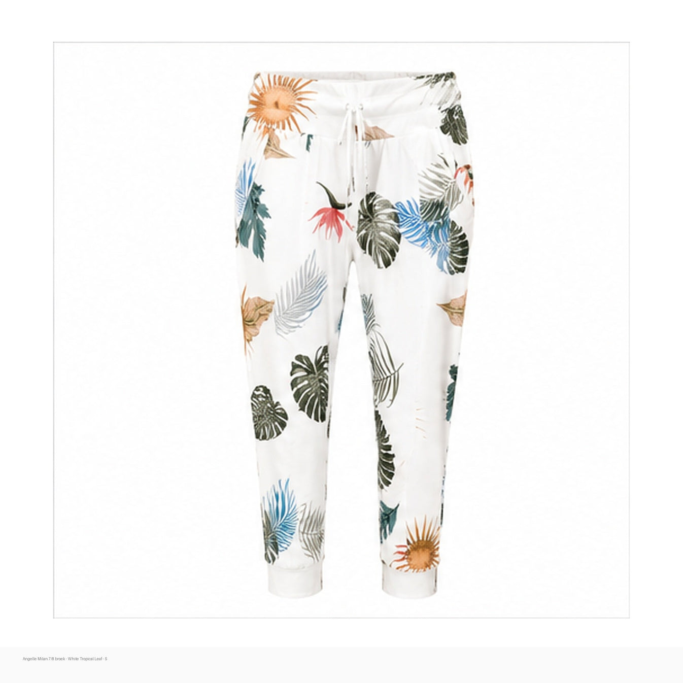 BYD-AM-78-BROEK-PRINT-WHITE-TROPICAL-LEAF-S correct 7/8 broek front