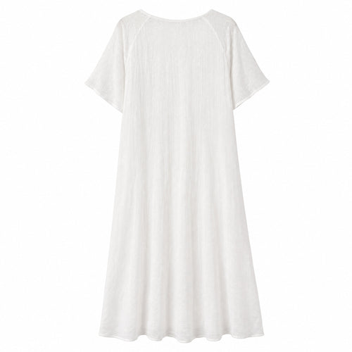 HS Jurk Handmade in India Paars roze borduur - effen witte achterzijde