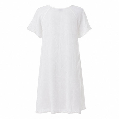 HS Jurk Handmade in India Wit ton-sur-ton detail - effen witte achterzijde