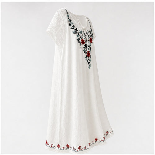 HS Jurk Handmade in India Zwart rood groen borduur - zijaanzicht