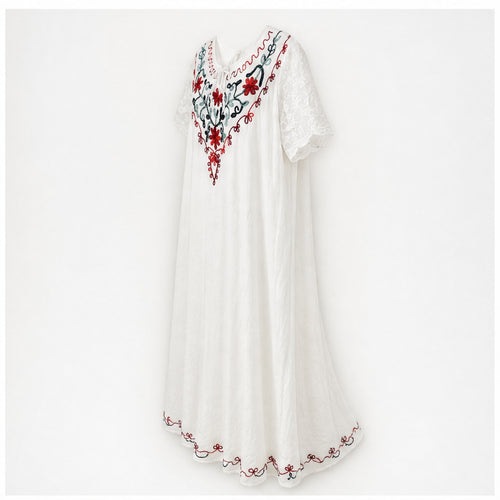 HS Jurk Handmade in India Zwart roze groen borduur - zijaanzicht