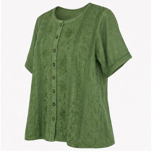 HS Top Handmade in India Groen - zijaanzicht