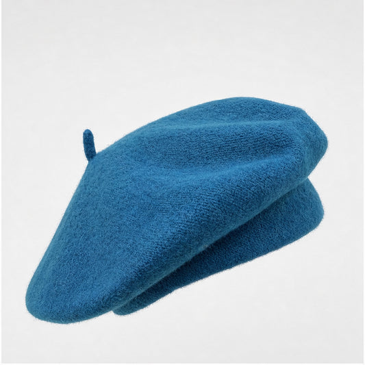 Baret Blauw Wol - zijaanzicht