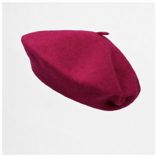 Baret Donkerroze Wol - vooraanzicht