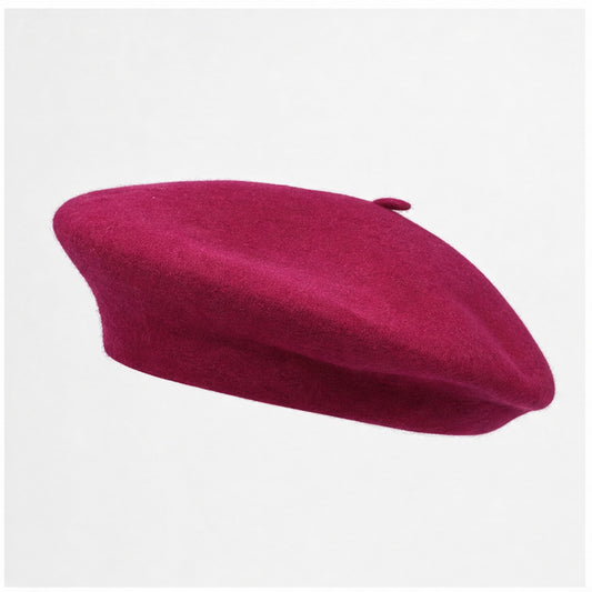 Baret Donkerroze Wol - zijaanzicht