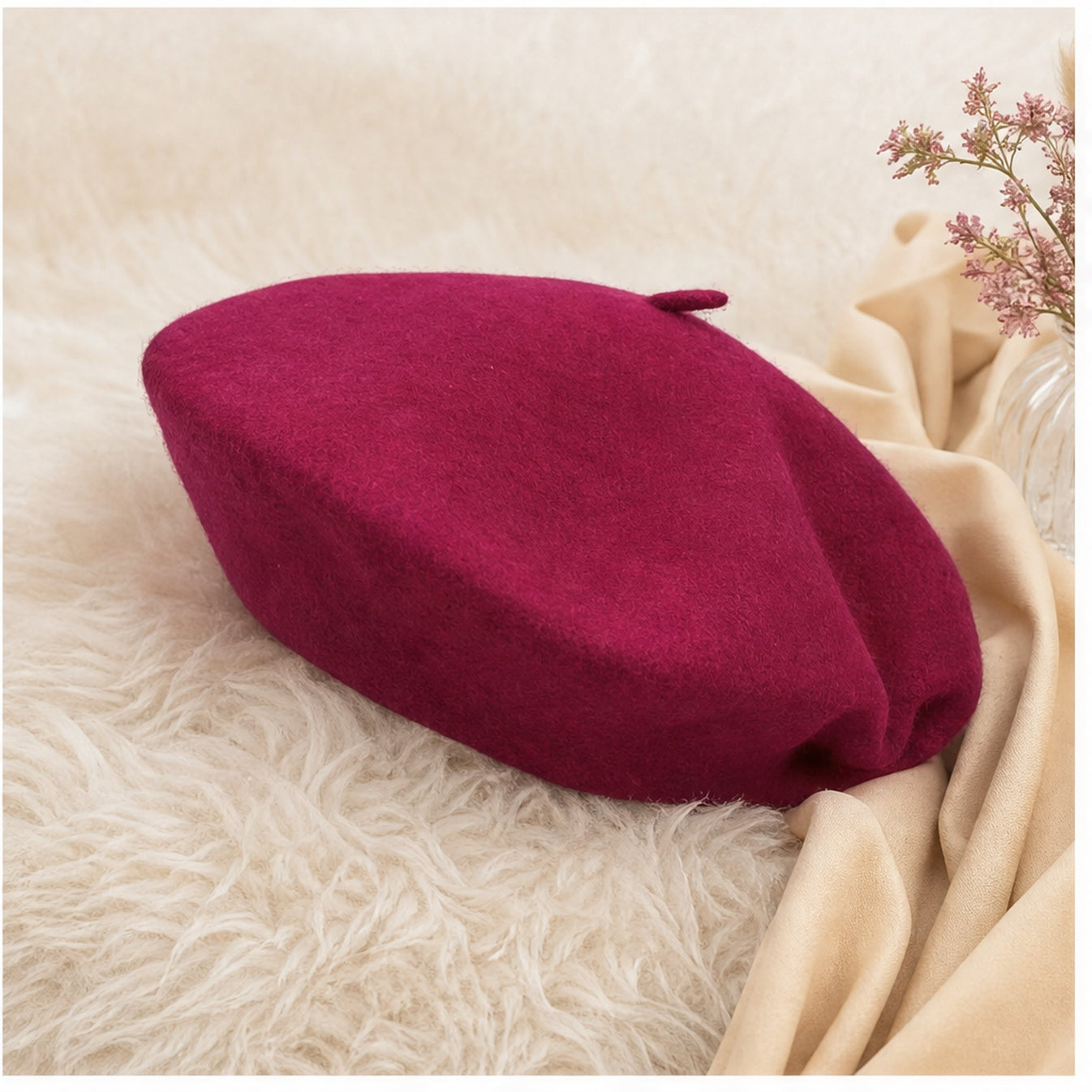Baret Donkerroze Wol - sfeerbeeld