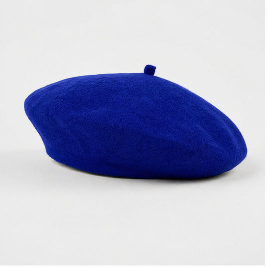 Baret Felblauw Wol - vooraanzicht