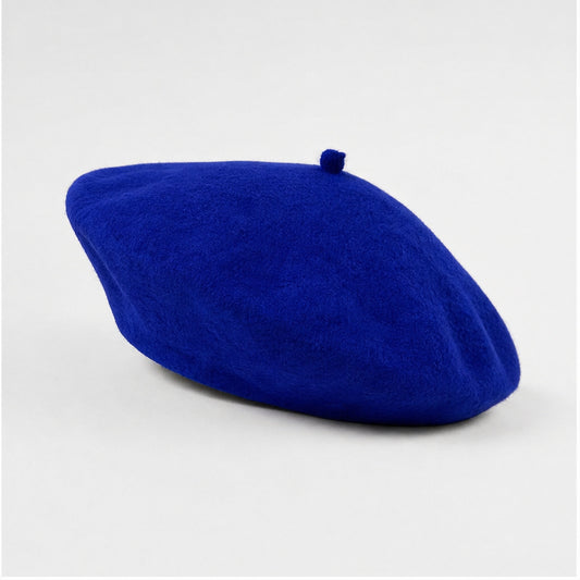 Baret Felblauw Wol - zijaanzicht