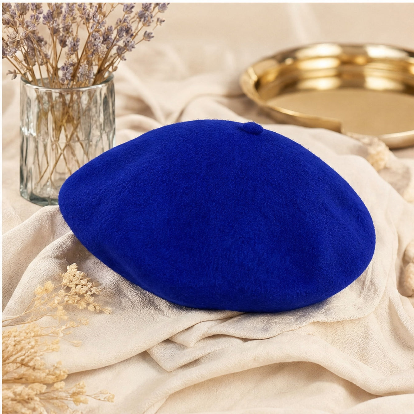 Baret Felblauw Wol - sfeerbeeld